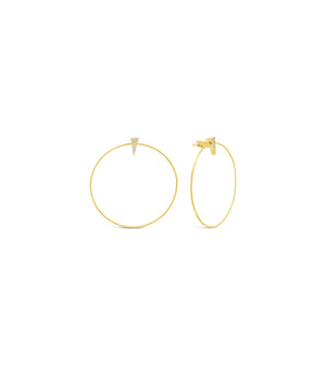 Diamond Hoop Stud Earrings - 14K Yellow Gold - Olive & Chain Fine Jewelry