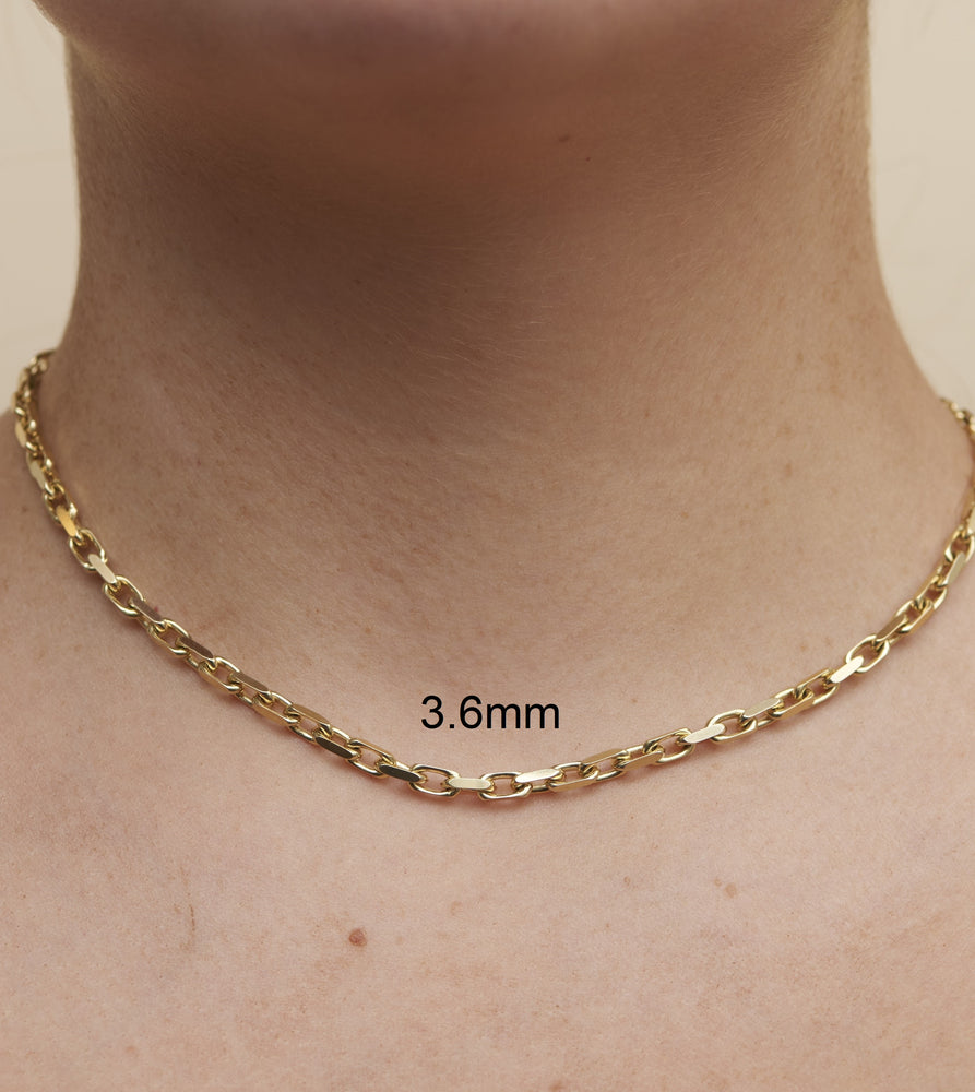 14k Gold Cable Anchor Chain Necklace - 14K  - Olive & Chain Fine Jewelry