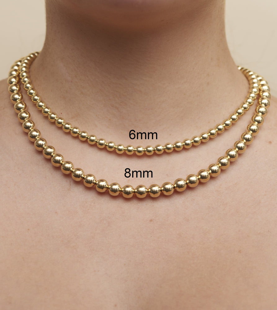 14k Gold Ball Bead Chain Necklace - 14K  - Olive & Chain Fine Jewelry