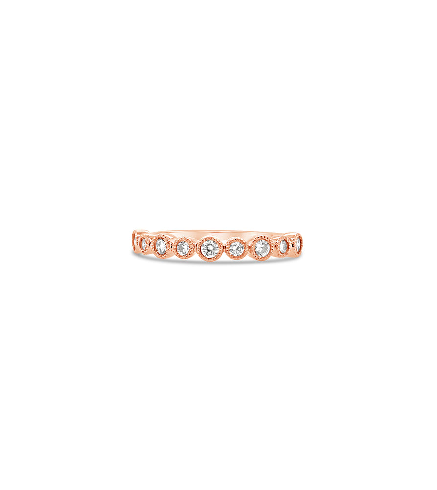 Diamond Alternating Bezel Set Band - 14K Rose Gold / 5 - Olive & Chain Fine Jewelry