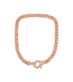 Diamond Lobster Cuban Link Chain Bracelet - 14K Rose Gold / 6.5 inch - Olive & Chain Fine Jewelry