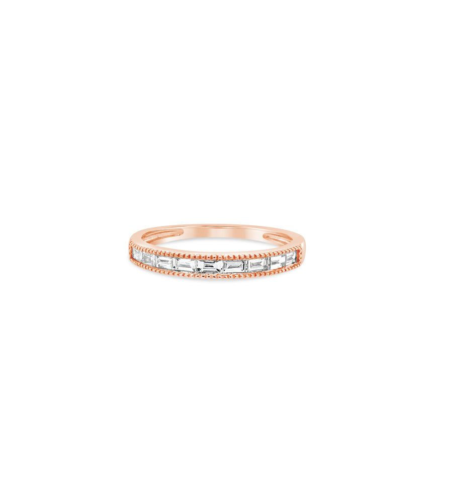 Diamond Baguette Milgrain Channel Set Band - 14K Rose Gold / 5 - Olive & Chain Fine Jewelry