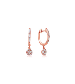 Diamond Disc Dangle Earring - 14K Rose Gold / Pair - Olive & Chain Fine Jewelry