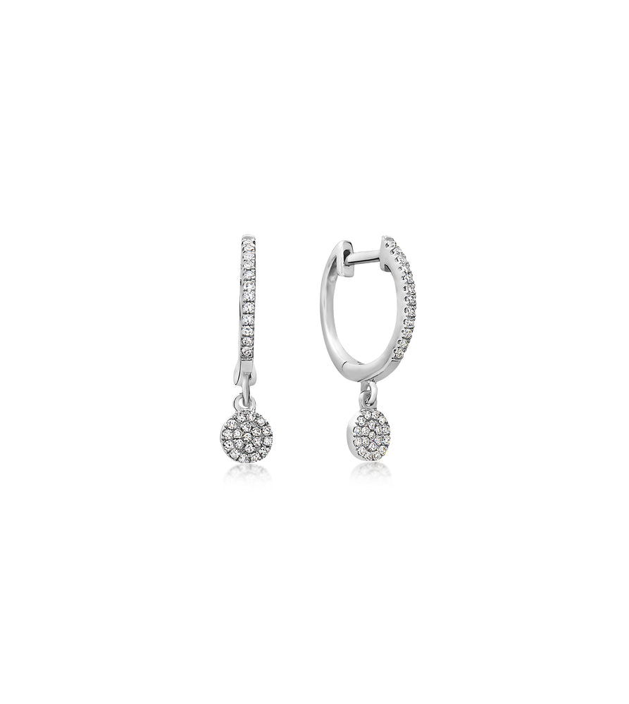 Diamond Disc Dangle Earring - 14K White Gold / Pair - Olive & Chain Fine Jewelry