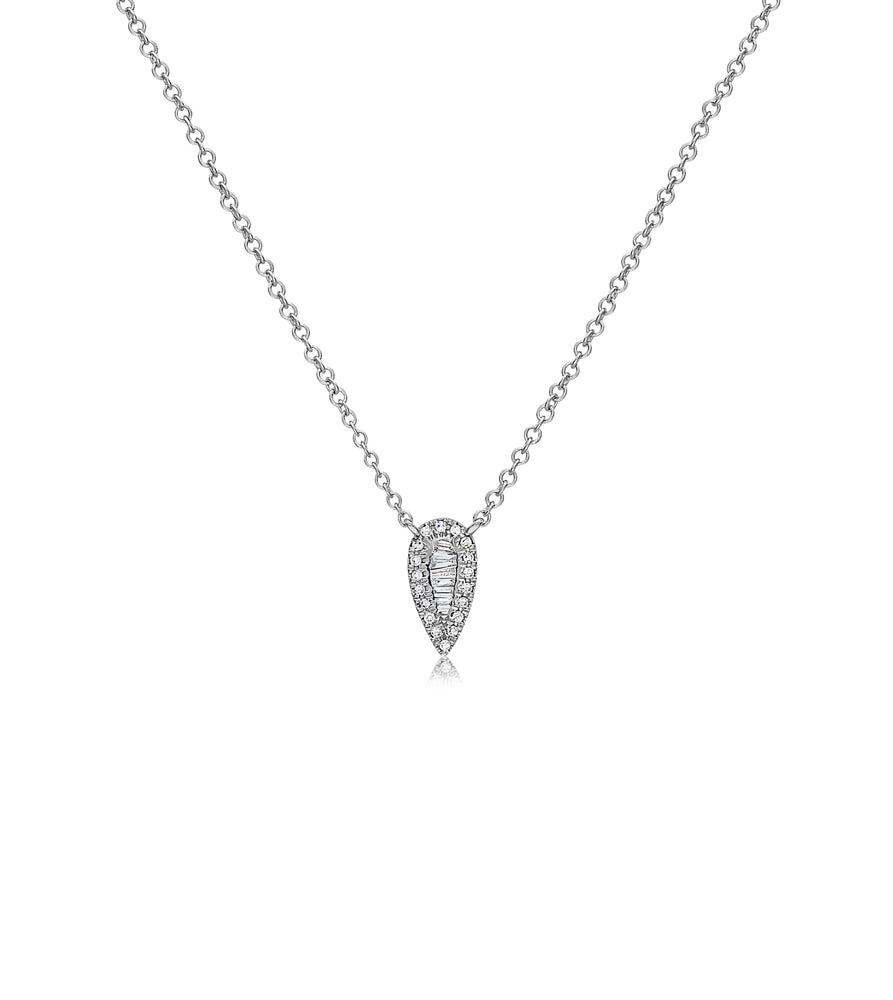 Diamond Baguette and Halo Pear Necklace – Olive & Chain