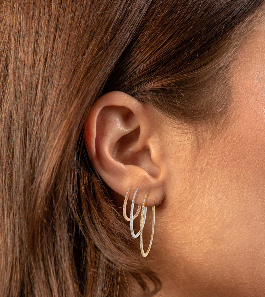 Diamond Oval Hoop Earring - 14K  - Olive & Chain Fine Jewelry