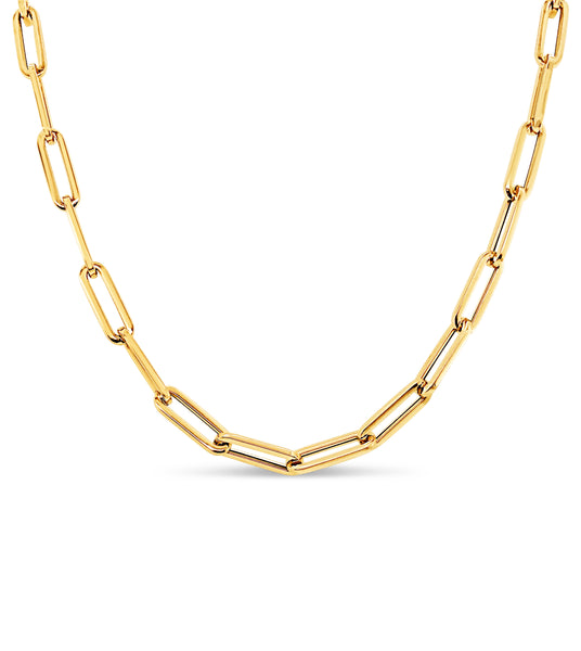 14K Gold Paperclip Chain Necklace – Olive & Chain