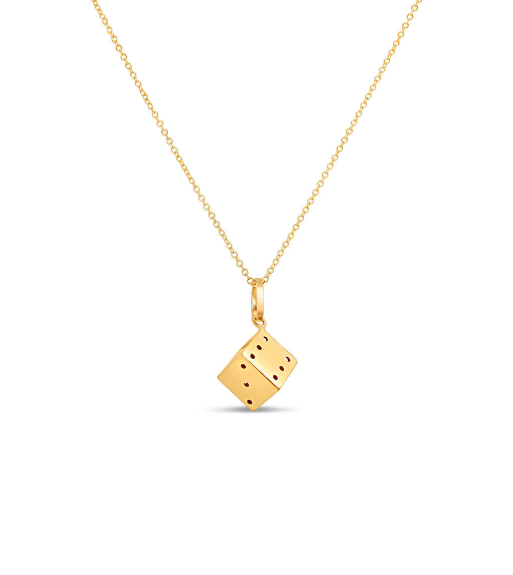 Small Dice pendant, 14k 2024 yellow gold, pendant, charm