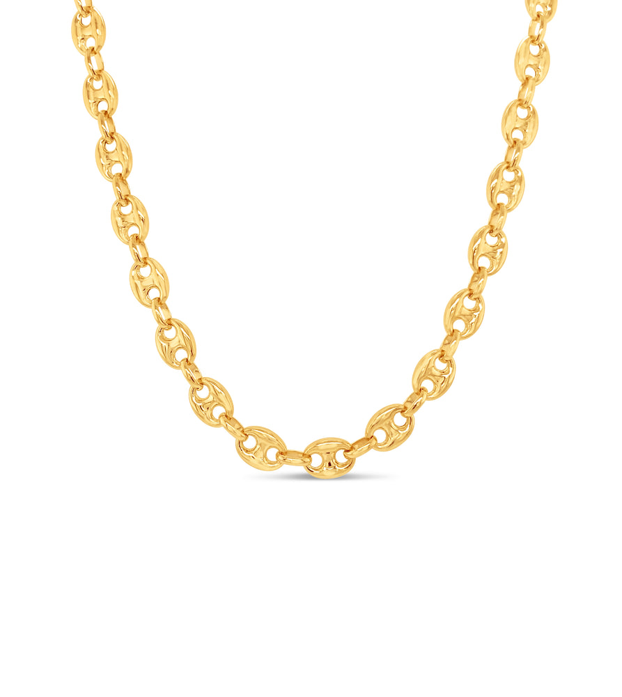 10k Gold Puffed Mariner Chain Necklace - 14K  - Olive & Chain Fine Jewelry