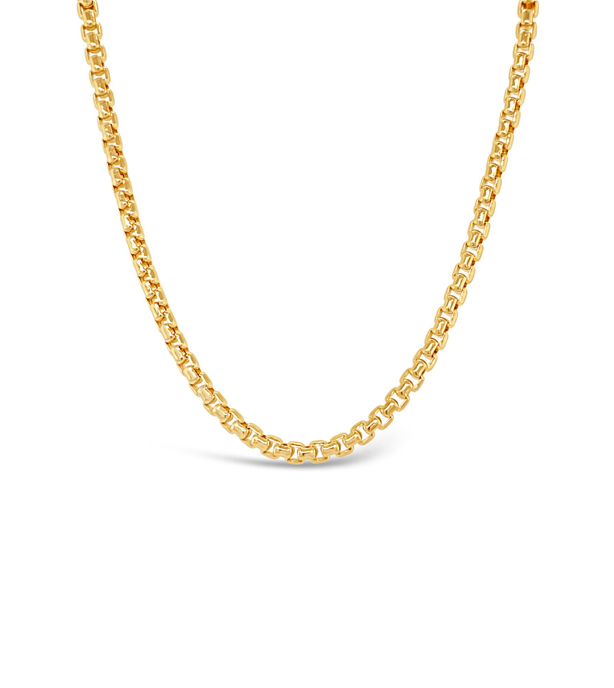 14k Gold Round Box Chain Necklace - 14K  - Olive & Chain Fine Jewelry