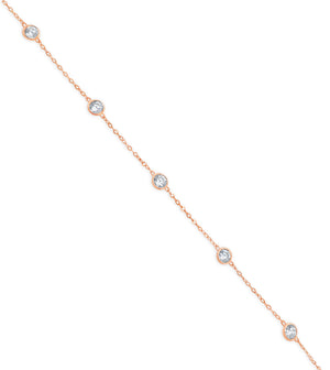 14k Gold Simulate Diamond By The Yard Chain Necklace - 14K Rose Gold / 16 inch - Olive & Chain Fine Jewelry