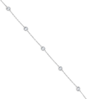 14k Gold Simulate Diamond By The Yard Chain Necklace - 14K White Gold / 16 inch - Olive & Chain Fine Jewelry